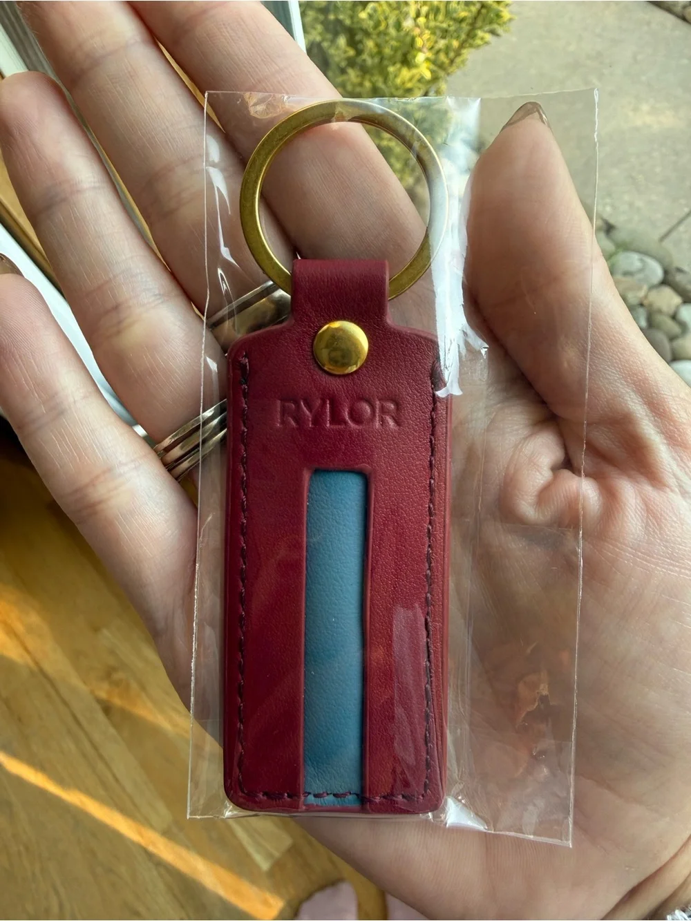 Red Leather Key & Card Holder Keychain